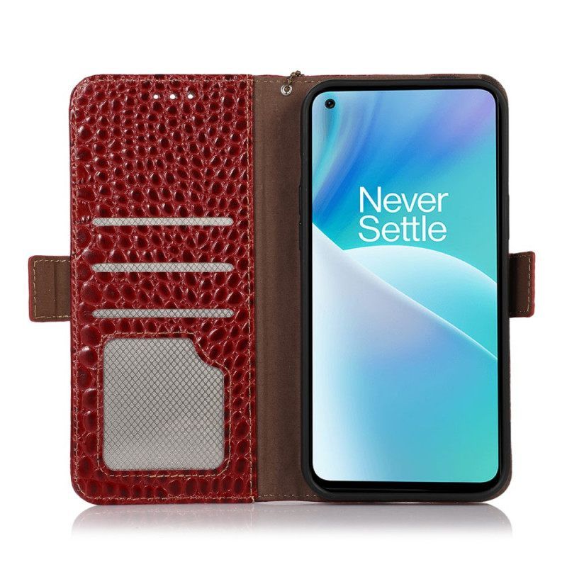 Κάλυμμα OnePlus Nord 2T 5G Γνήσιο Δέρμα Rfid Crocodile Style